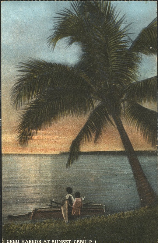 Cebu Harbor at sunset. Cebu, P. I.
