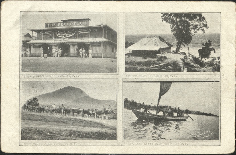 (The Reception) Dansalan, P. I. / Police Station, Dansalan, P. I. / Bull Train, Camp Keithley, P. I. / Ferry, Lake Lanao, Camp Keithley, P. I.