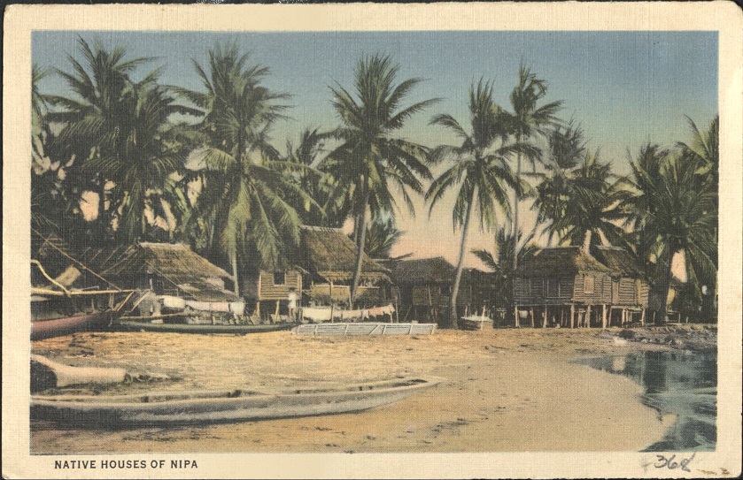 Native Houses of Nipa backed with Legislative Building.