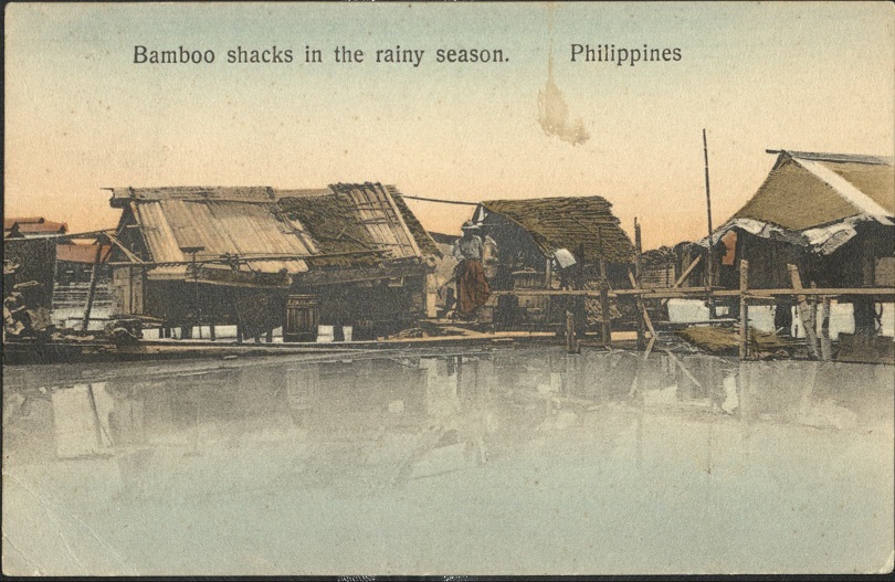 Bamboo shacks in the rainy season. Philippines.