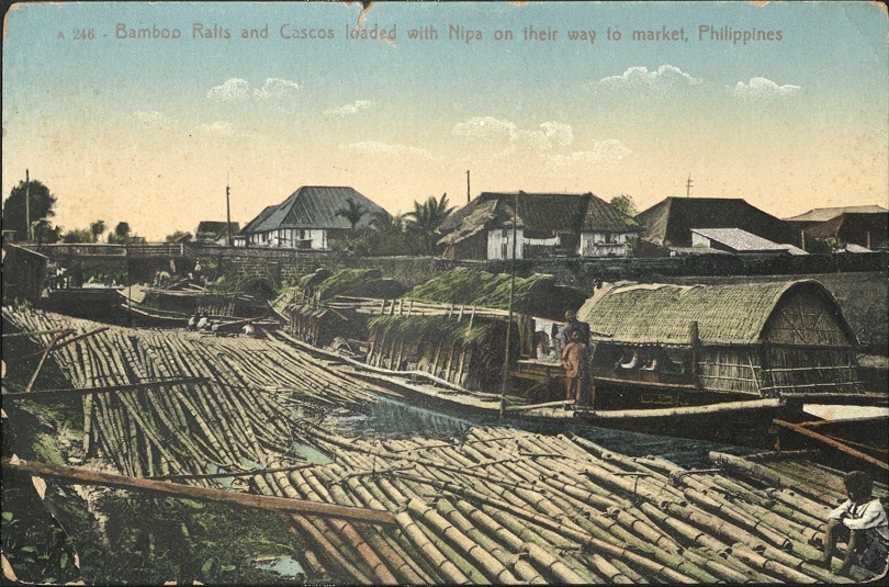A 246 � Bamboo Rafts and Cascos loaded with Nipa on their way to market, Philippines.
