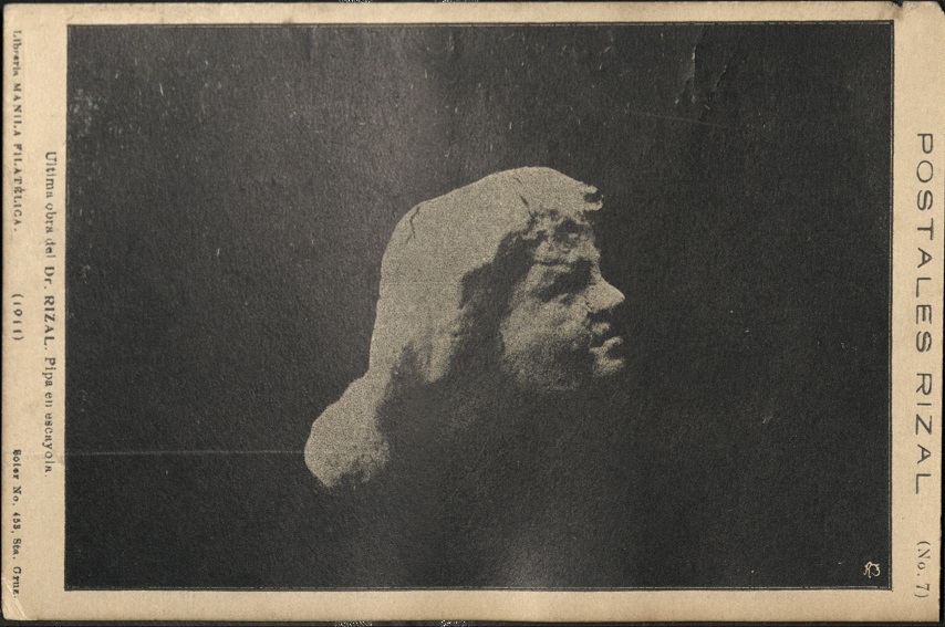 Postales Rizal (No. 7). Ultima obra del Dr. Rizal. Pipa en escayola. [Last work of Dr. Rizal. Plaster pipe].