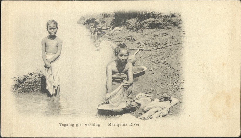 Tagalog girl washing ï¿½ Mariquina [Marikina] River.
