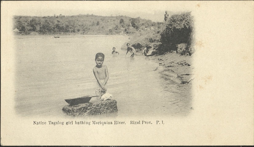 Native Tagalog girl bathing Mariquina [Marikina] River. Rizal Prov. P. I.