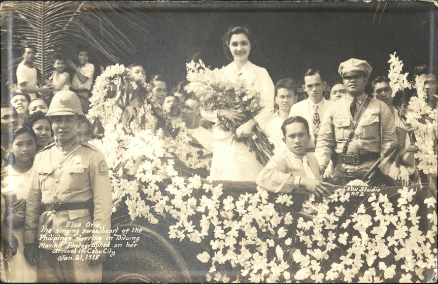 Else Oria, the singing sweetheart of the Philippines starring in �Bituing Marikit� Photographed on her arrival in Cebu City, Jan. 21, 1938.