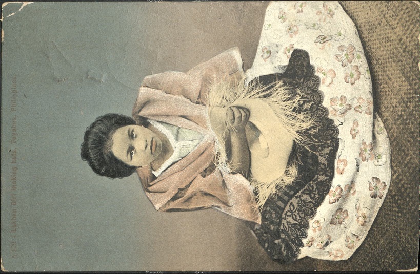 A 129 ï¿½ Lukban [Lucban] girl making hats, Tayabas, Philippines.