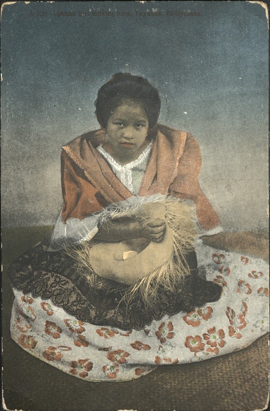 A 129 ï¿½ Lukban [Lucban] girl making hats, Tayabas, Philippines.