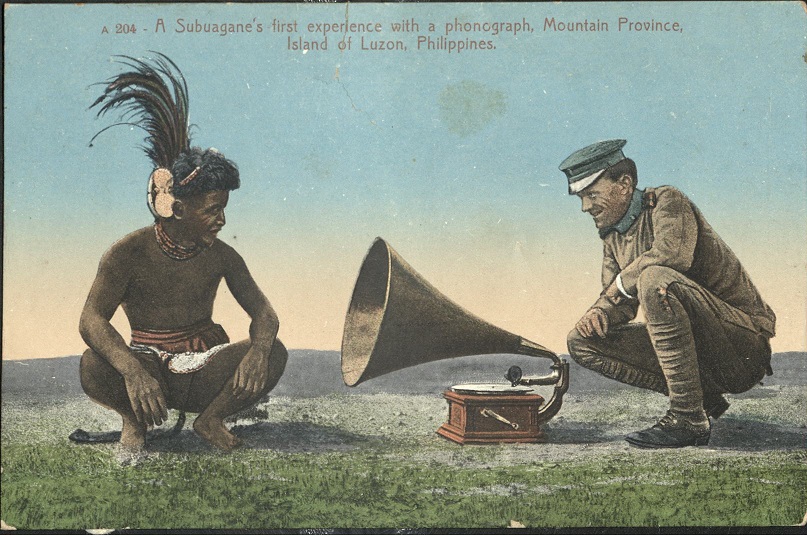 A 204 � A Subuagane�s first experience with a phonograph, Mountain Province, Island of Luzon, Philippines.