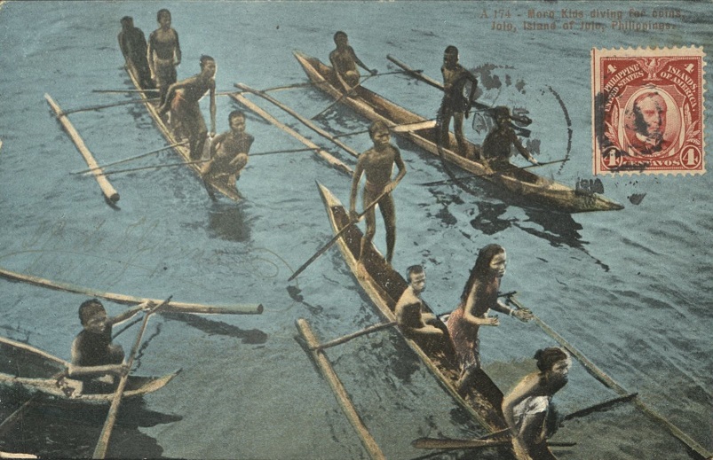 A 174 � Moro Kids diving for coins, Jolo, Island of Jolo, Philippines.