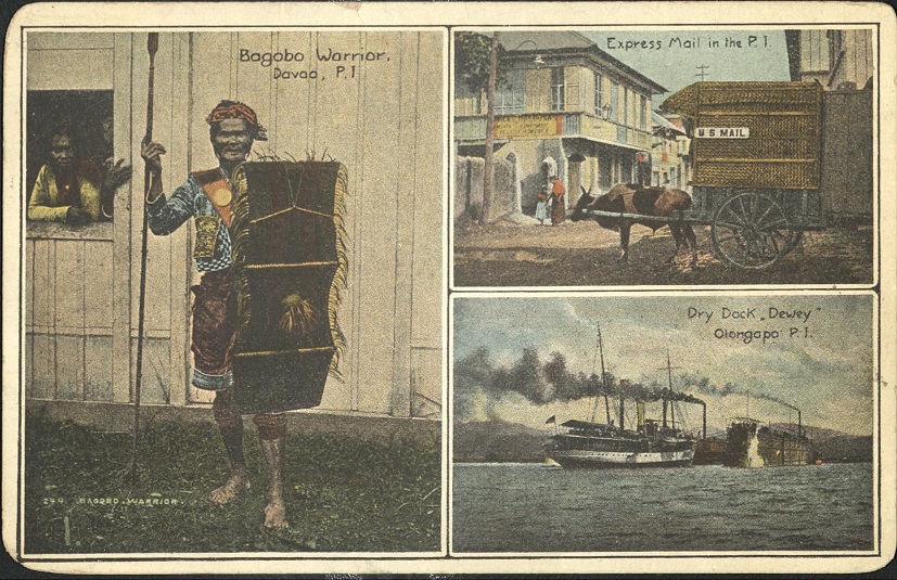 Bagobo warrior, Davao, P. I. / Express mail in the P. I. / Dry dock �Dewey,� Olongapo, P. I.