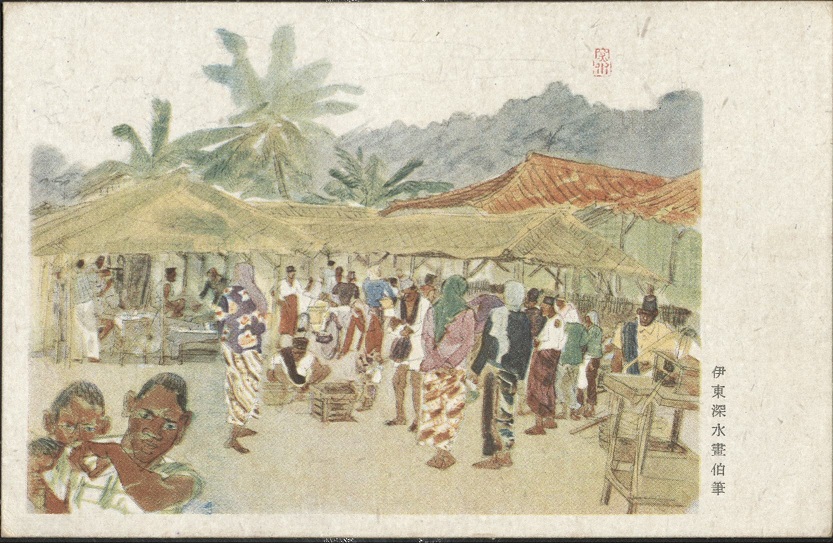 [Titled in Japanese characters ï¿½ Market scene].