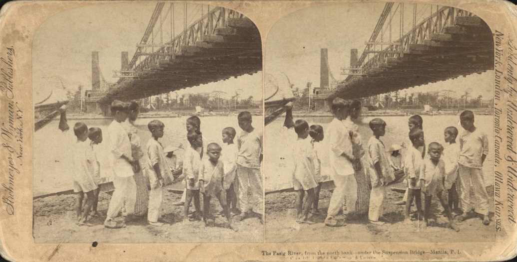 The Pasig River, from the north bank – under the Suspension Bridge – Manila, P. I.