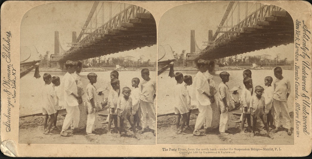 The Pasig River, from the north bank – under the Suspension Bridge – Manila, P. I.
