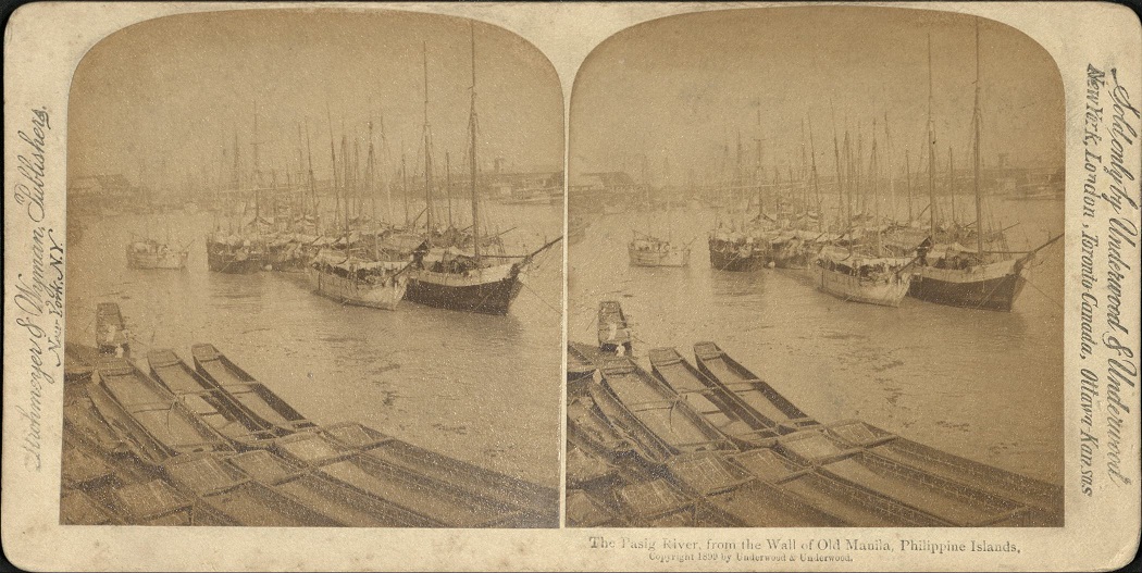The Pasig River, from the Wall of Old Manila, Philippine Islands.