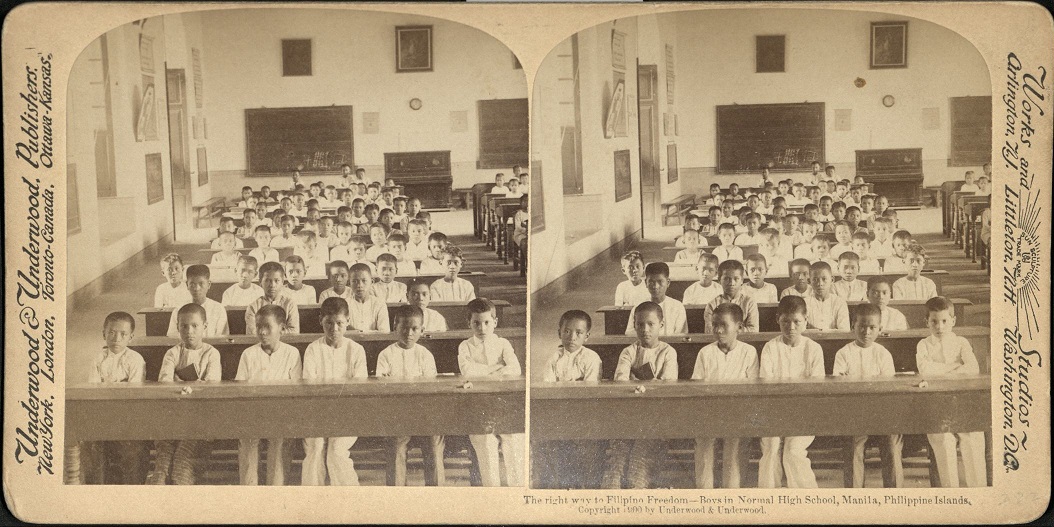 The right way to Filipino Freedom – Boys in Normal High School, Manila, Philippine Islands.