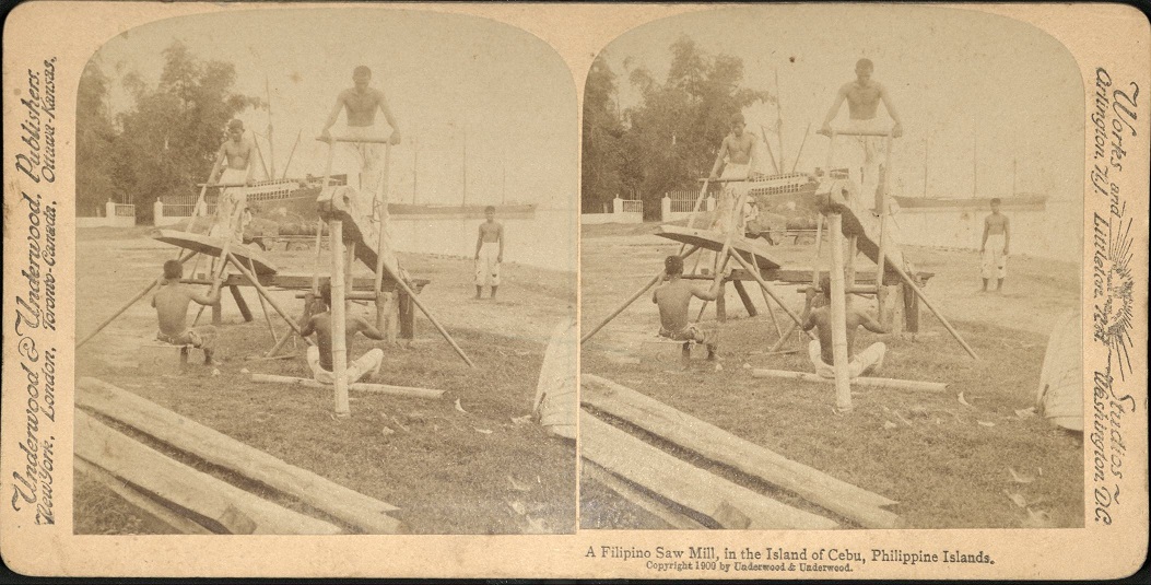 A Filipino Saw Mill, in the Island of Cebu, Philippine Islands.