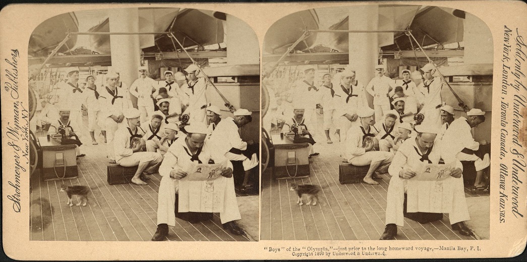 “Boys” of the “Olympia,” – just prior to the long homeward voyage, – Manila Bay, P. I.