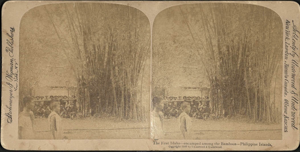The First Idaho – encamped among the Bamboos – Philippine Islands.