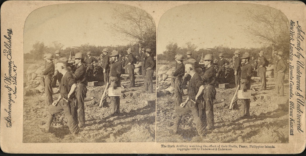 The Sixth Artillery watching the effect of their Shells, Pasay, Philippine Islands.