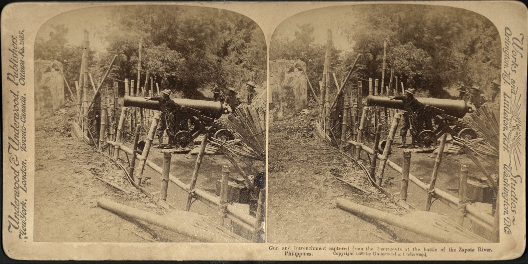 Gun and Intrenchment captured from the Insurgents at the battle of the Zapote River, Philippines.