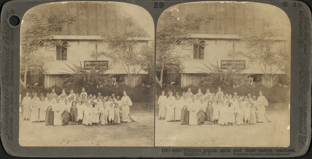 Filipino school girls and their native teachers, Manila, P. I.