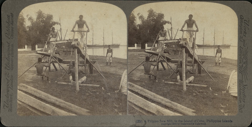A Filipino Saw Mill, in the Island of Cebu, Philippine Islands.