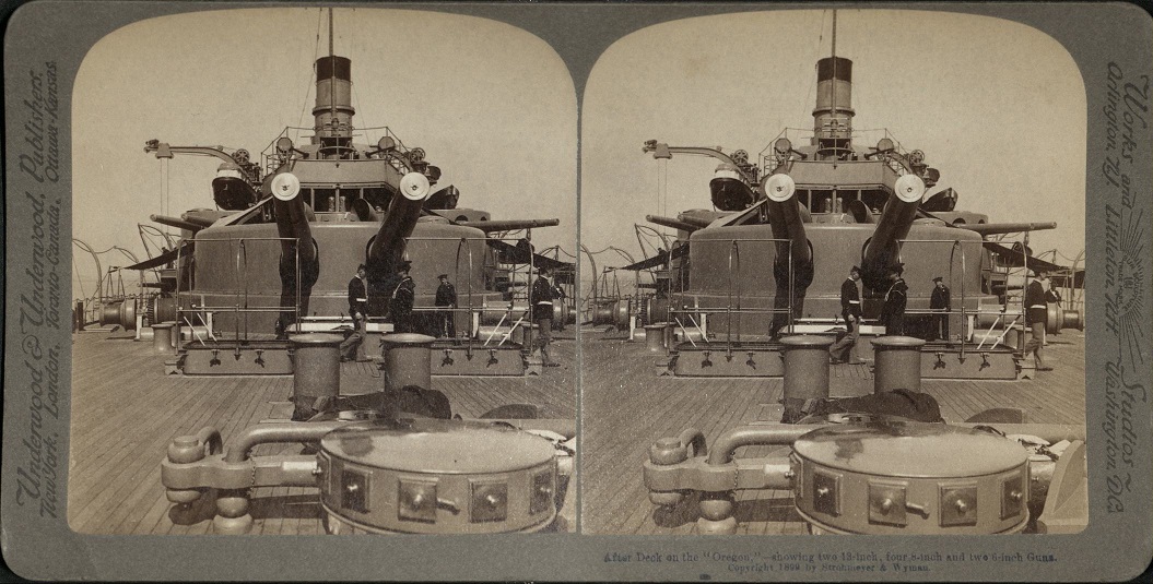 After Deck on the “Oregon,” – showing two 13-inch, four 8-inch and two 6-inch Guns.