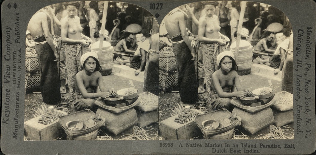 A Native Market in an Island Paradise, Bali, Dutch East Indies.