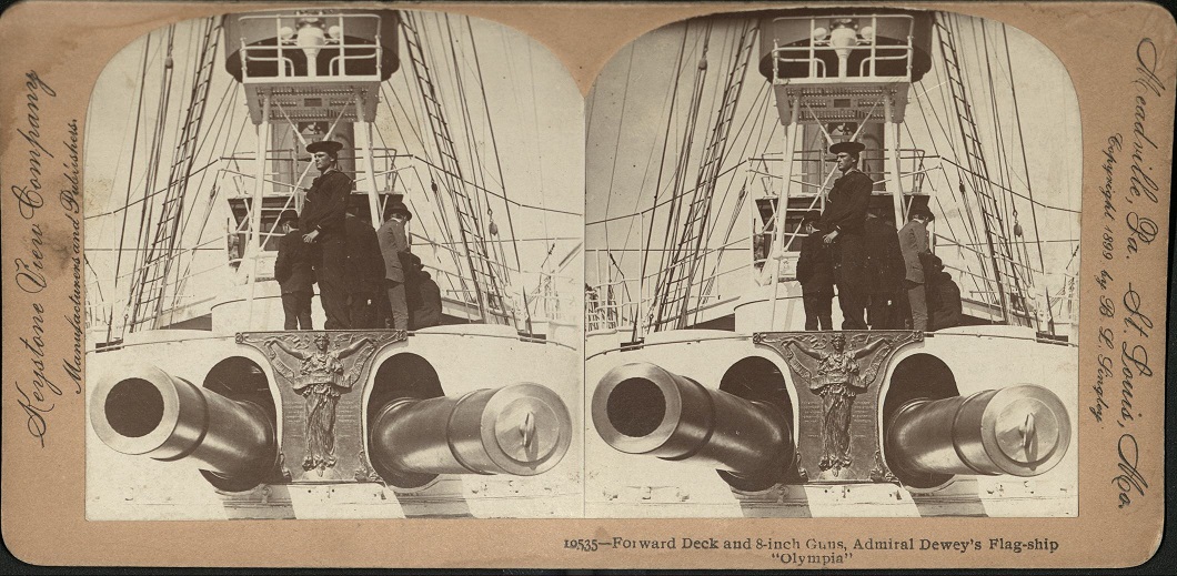 Forward Deck and 8-inch Guns, Admiral Dewey’s Flag-ship “Olympia.”