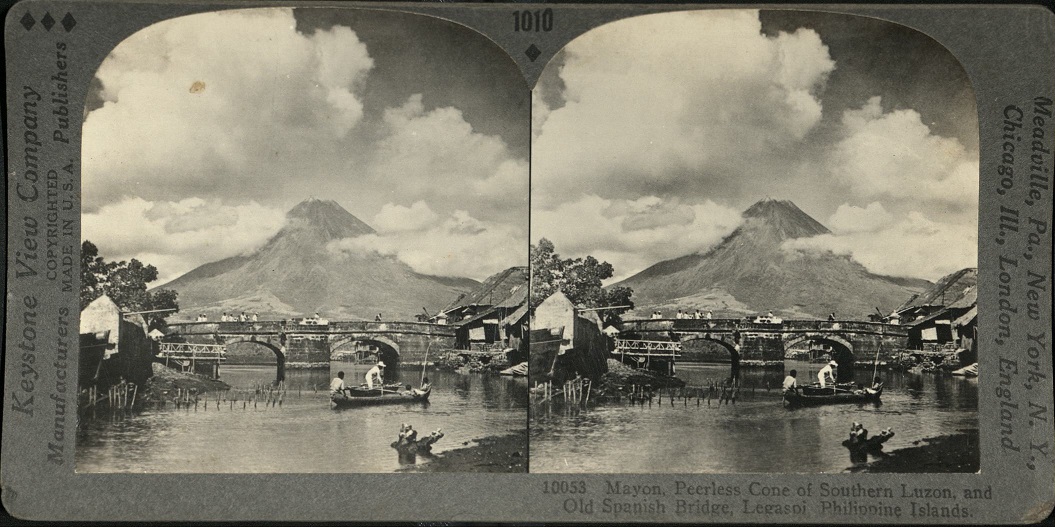 Mayon, Peerless Cone of Southern Luzon, and Old Spanish Bridge, Legaspi, Philippine Islands.