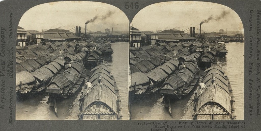 “Cascos,” The Floating Homes of Many Thousands – House Boats on the Pasig River, Manila, Island of Luzon, P. I.