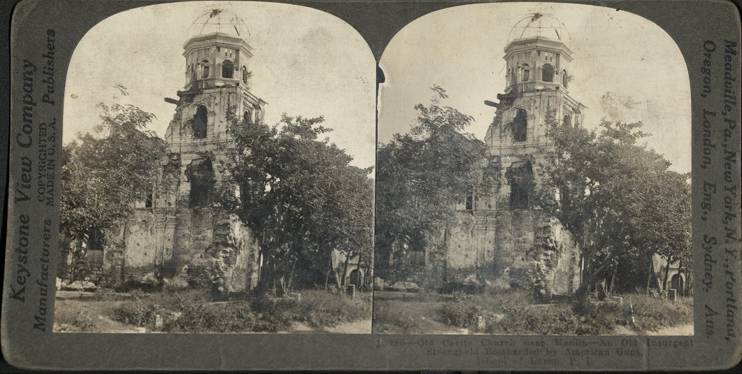 Old Cavite Church Near Manila – An Old Insurgent Stronghold Bombarded by American Guns, Island of Luzon, P. I.