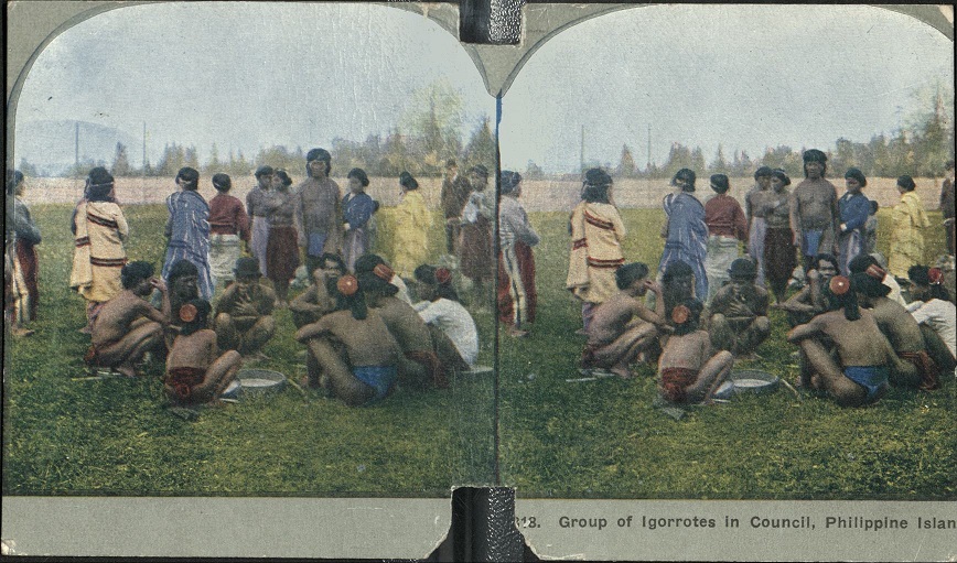 Group of Igorrotes [Igorots] in Council, Philippine Islands.