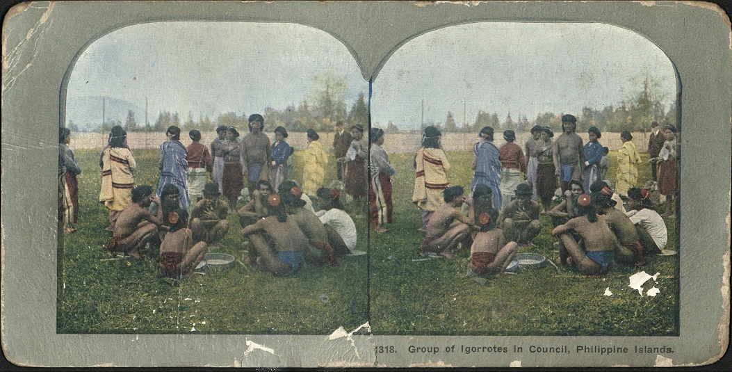 Group of Igorrotes [Igorots] in Council, Philippine Islands.