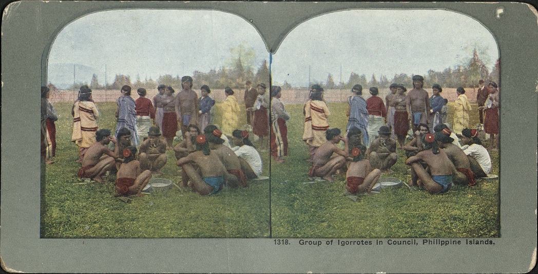 Group of Igorrotes [Igorots] in Council, Philippine Islands.