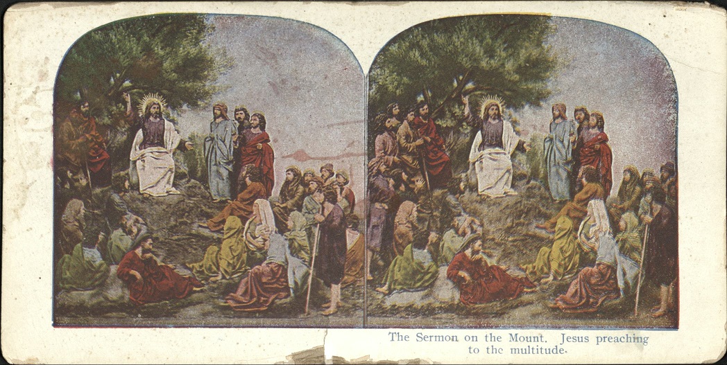 The Sermon on the Mount. Jesus preaching to the multitude.